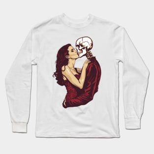 Kiss of Death Woman Skeleton Skull Vintage Long Sleeve T-Shirt
